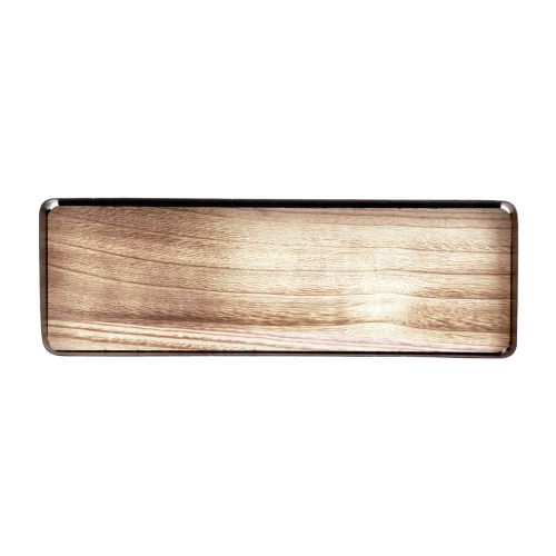 Product Decorative tray metal wood metal tray wooden base 34.5×11×3cm