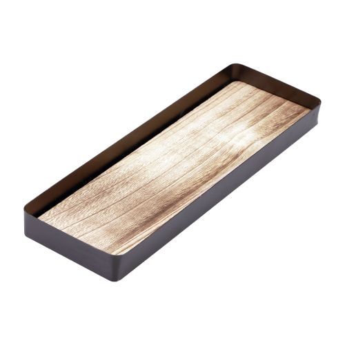 Floristik24 Decorative tray metal wood metal tray wooden base 34.5×11×3cm