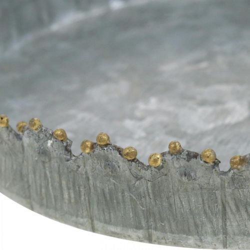 Floristik24 Decorative tray metal, table decoration, plate for decorating silver/golden Ø18.5cm H2cm