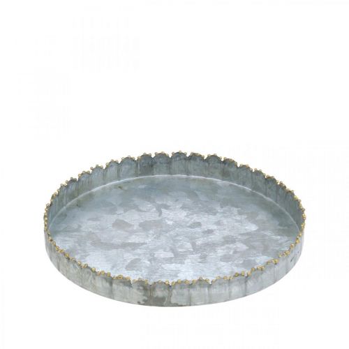 Floristik24 Round metal tray, candle plate, table decoration silver/golden Ø15cm H2cm