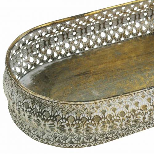 Floristik24 Decorative tray oval antique gold, white 40.5 × 14cm