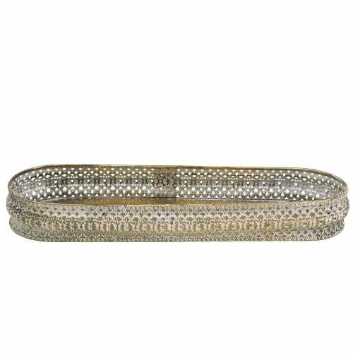 Floristik24 Decorative tray oval antique gold, white 40.5 × 14cm