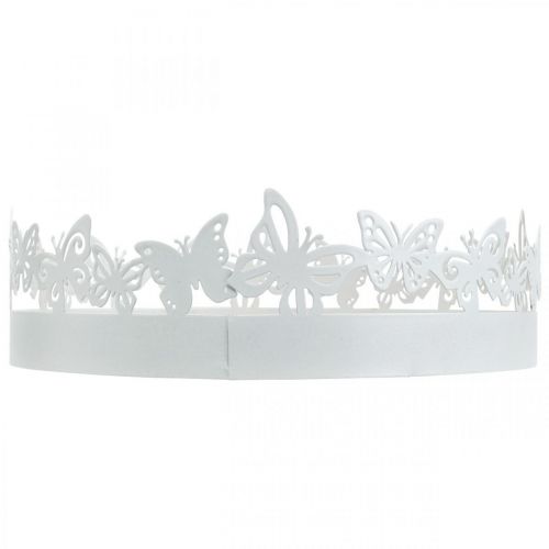 Product Spring tray, butterfly decoration, table decoration, metal decoration for planting white Ø20cm H6.5cm