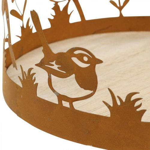 Product Decorative tray, table decorations with birds, spring decoration patina Ø20cm H8.5cm