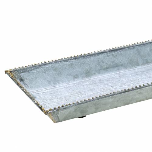 Product Decorative tray white washed zinc 40cm × 15cm