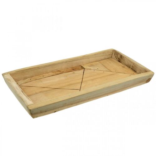 Floristik24 Paulownia wood tray, planter bowl with geometric pattern L45cm H4.5cm