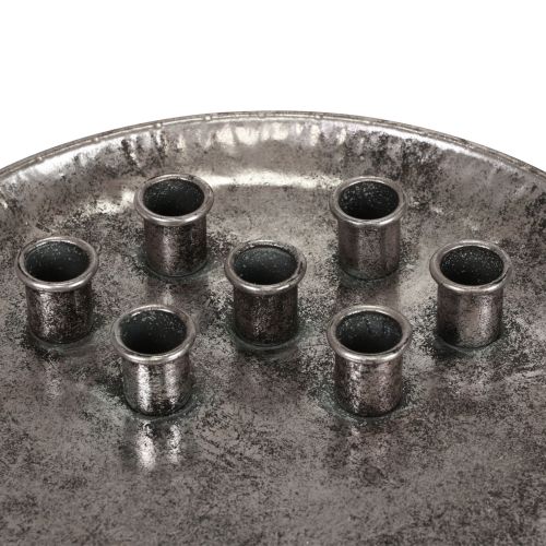 Floristik24 Candle plate metal vintage silver stick candle holder Ø30cm