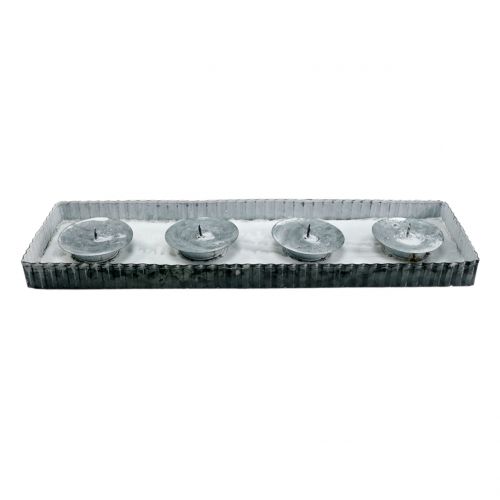 Floristik24 Tray with 4 candle holders zinc 40cm x 12.5cm 1p