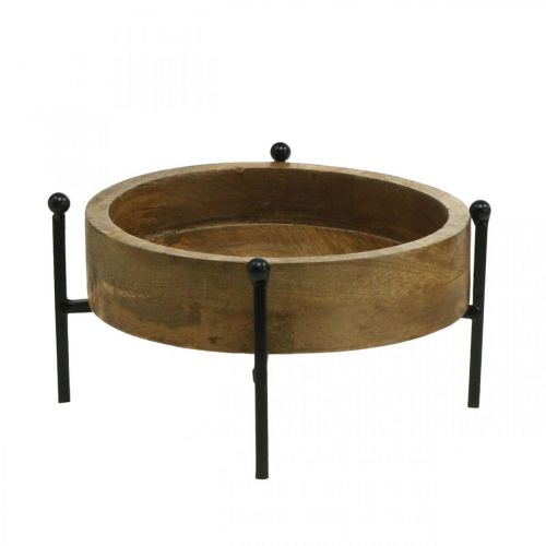 Floristik24 Round wooden tray, bowl with feet, wooden decoration for planting natural, black Ø19.5cm H11cm