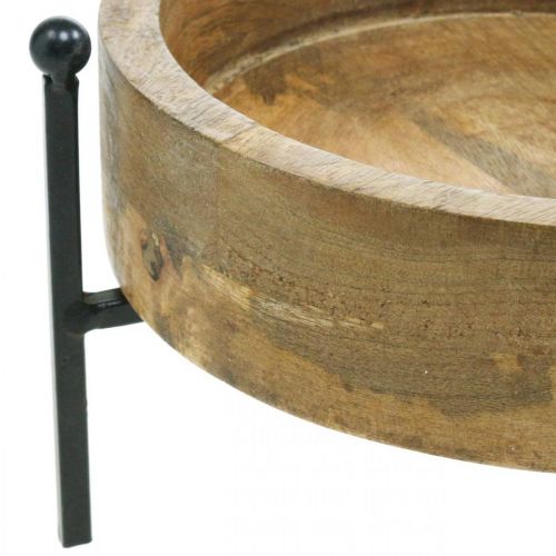 Floristik24 Tray with feet, wooden decoration round, tray for planting natural, black Ø25cm H11cm