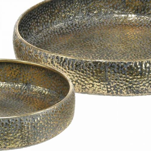 Floristik24 Oriental metal bowl, decorative vessel for planting Golden, antique look Ø49 / 38cm, set of 2