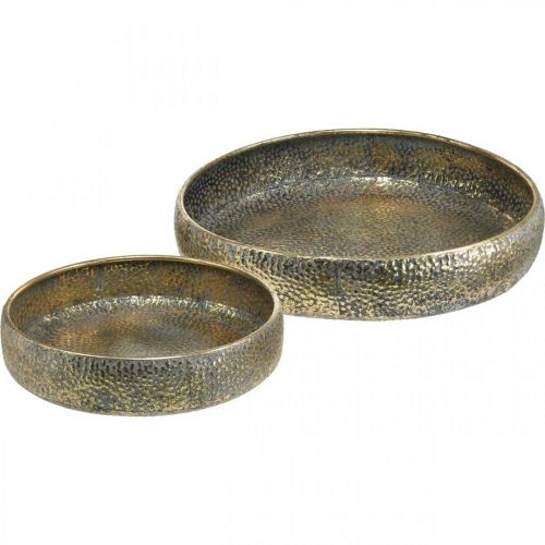 Floristik24 Oriental metal bowl, decorative vessel for planting Golden, antique look Ø49 / 38cm, set of 2