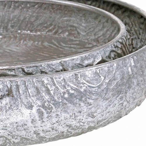 Product Decorative bowl silver round antique look metal Ø50/38cm set of 2