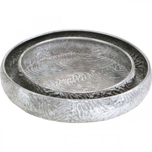 Product Decorative bowl silver round antique look metal Ø50/38cm set of 2