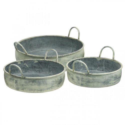 Decorative bowl with handles vintage metal Ø28/32.5/36cm set of 3