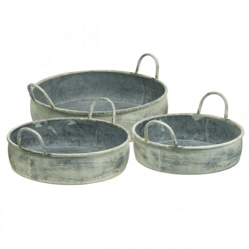 Floristik24 Decorative bowl with handles vintage metal Ø28/32.5/36cm set of 3