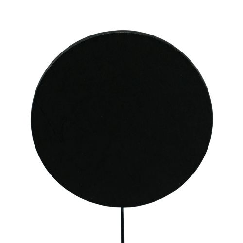 Product Mini decorative board flower sticks wood round black Ø7.5cm 12pcs