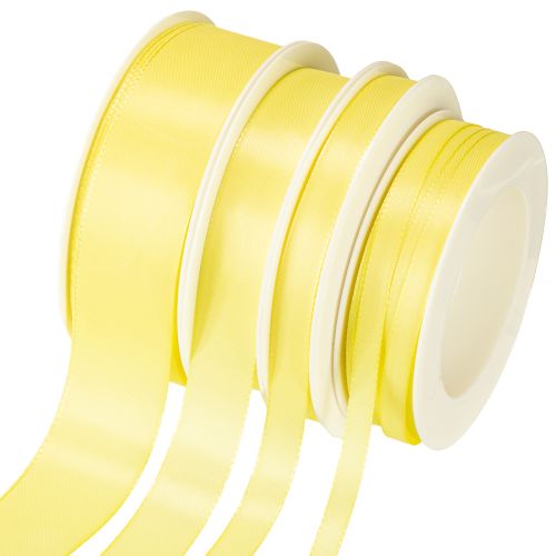 Taffeta ribbon gift ribbon light yellow various sizes 50m