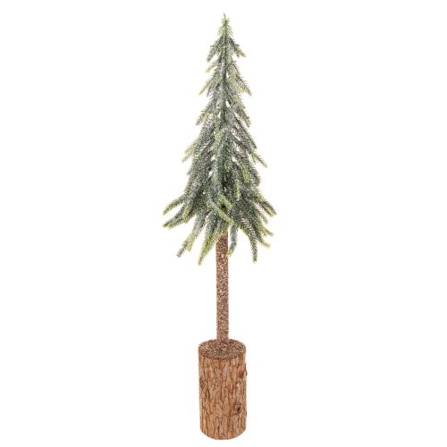 Product Artificial fir tree, iced finish, with wooden base, winter decoration, 60cm