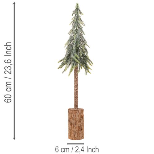 Product Artificial fir tree, iced finish, with wooden base, winter decoration, 60cm