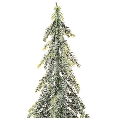 Artificial fir tree, iced finish, with wooden base, winter decoration, 60cm | Floristik24.co.uk
