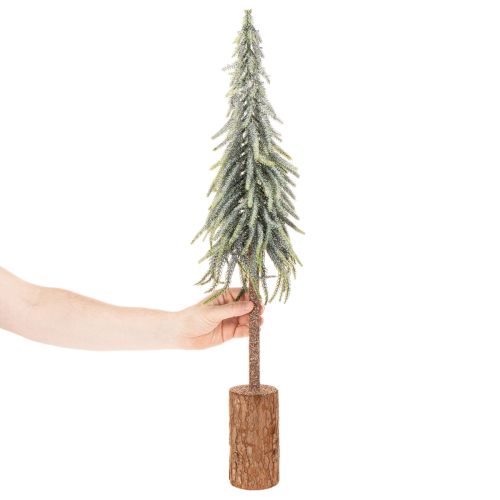 Artificial fir tree, iced, decorative tree on a wooden base for winter decoration and Christmas, 75cm | Floristik24.co.uk