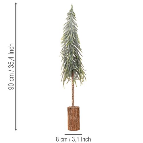 Artificial Christmas tree with base, frosted, as winter decoration, 90cm | Floristik24.co.uk