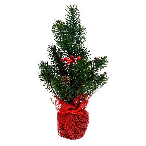 Product Fir tree 32cm with cones and bag red