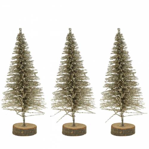 Floristik24 Deco Christmas tree champagne glitter 8cm 24pcs