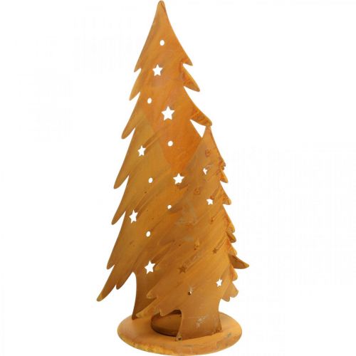 Product Lantern Christmas trees, metal decoration in patina, Christmas H46cm W25.5cm