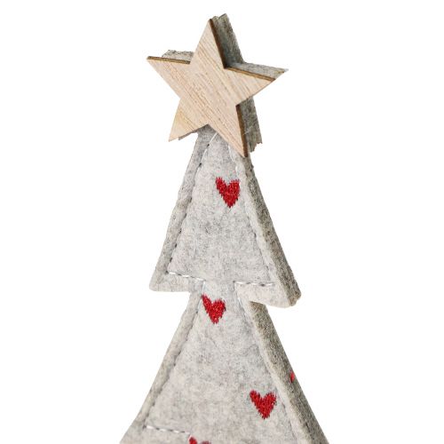 Product Christmas tree decoration felt star heart beige red H21cm 4 pcs