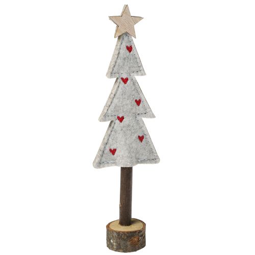 Product Christmas tree decoration felt star heart beige red H21cm 4 pcs