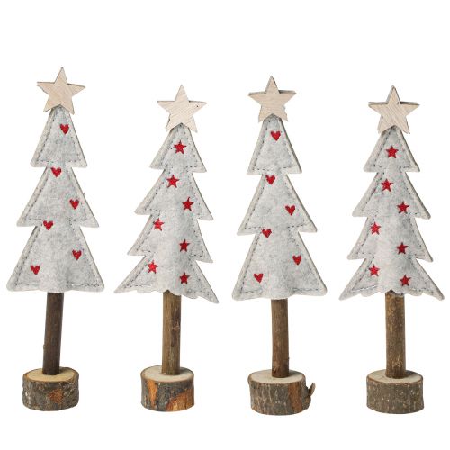 Product Christmas tree decoration felt star heart beige red H21cm 4 pcs