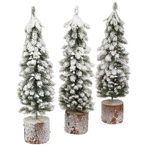 Floristik24 Christmas tree decoration with snow green white Ø6cm H30cm 3pcs