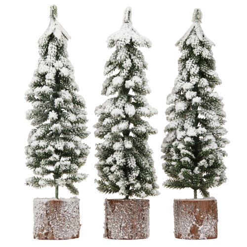 Floristik24 Christmas tree decoration with snow green white Ø6cm H30cm 3pcs