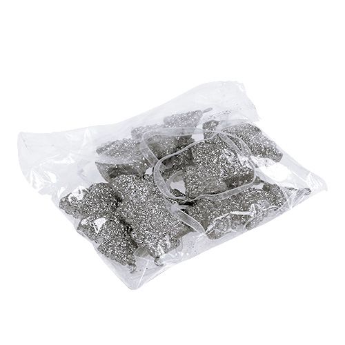 Floristik24 Hanging Decoration Christmas Tree with glitter Silver 6,5cm 6pcs