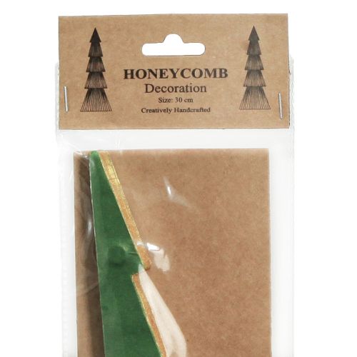 Product Christmas Tree Honeycomb Paper Christmas Green Gold H30cm 2 Pcs