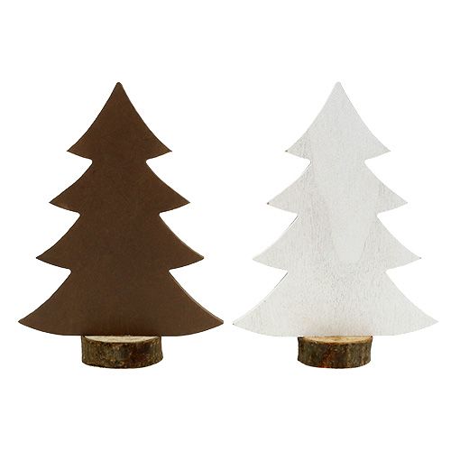 Floristik24 Christmas tree white, brown wood 21cm 4pcs
