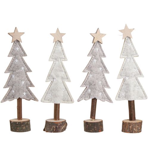Product Christmas tree made of felt decoration with star cream beige 18cm 4 pcs