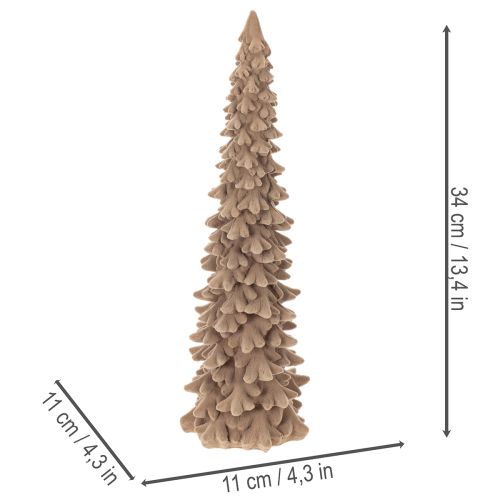 Artificial Flocked Christmas Tree Decoration, 34cm Height, Brown | Floristik24.co.uk