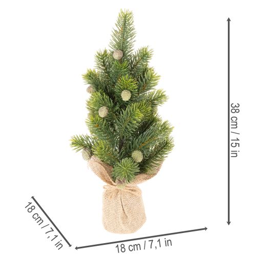 Artificial Mini Christmas Tree in Burlap Sack – Table Decoration, 38cm | Floristik24.co.uk