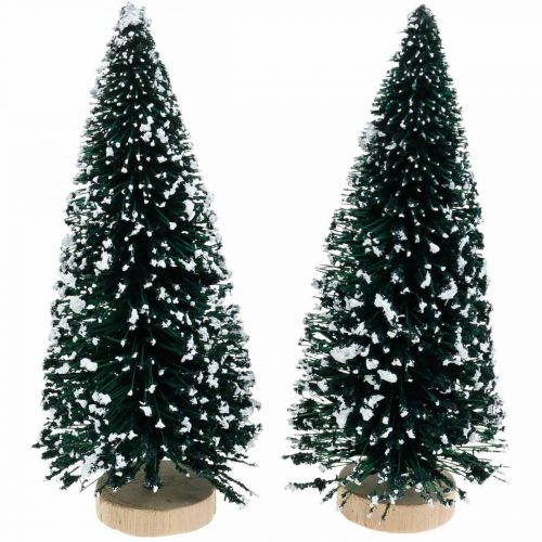 Product Decorative fir tree snowed, Christmas decoration, Advent H13cm Ø5.5cm 2 pcs