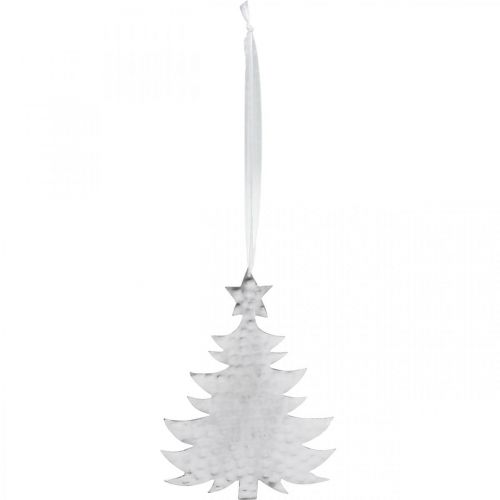 Product Christmas tree pendant, Advent decoration, metal decoration for Christmas, silver 20.5×15.5cm