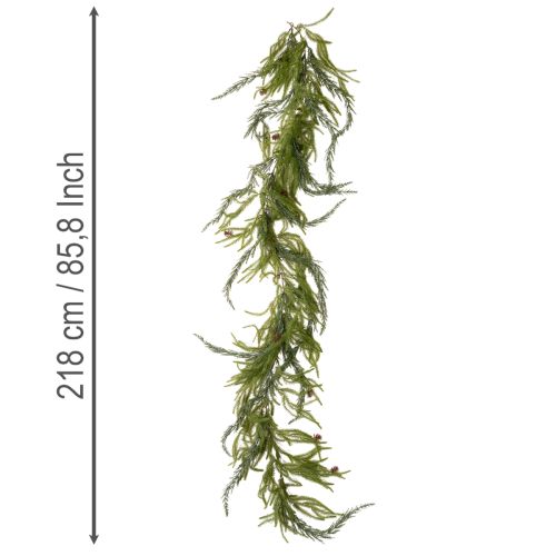 Artificial pine branch garland with cones for Advent decoration 218cm | Floristik24.co.uk
