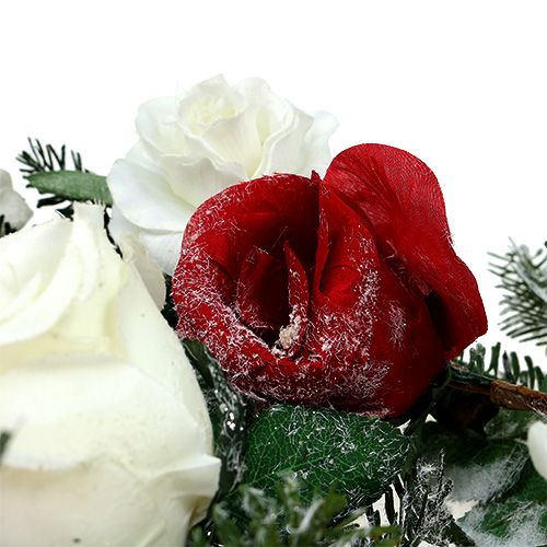 Floristik24 Fir garland with roses snowed 180cm