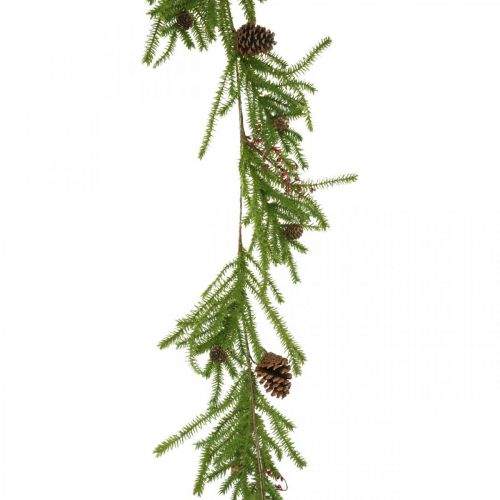 Decorative hanger artificial larch coniferous branches cones and berries 150cm