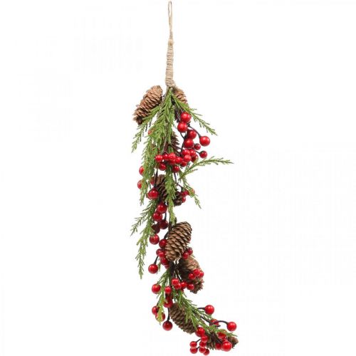 Fir tree hanger with berries and cones 55cm