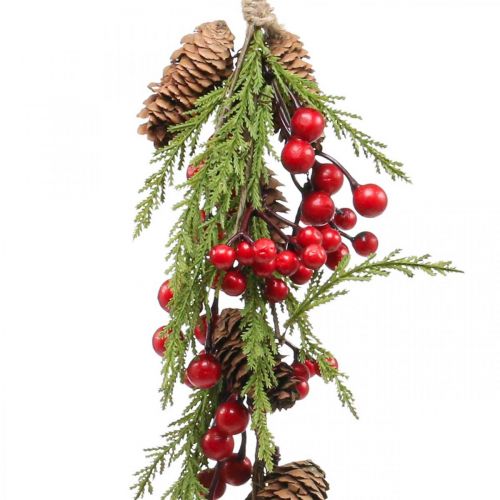 Product Fir tree hanger with berries and cones 55cm