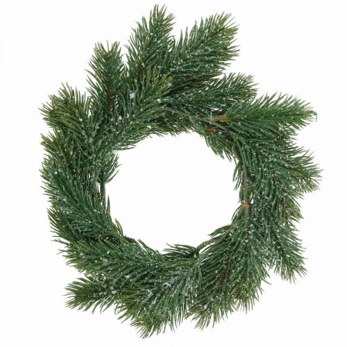 Product Fir wreath artificial deco wreath Christmas green, iced Ø25cm