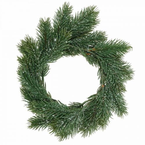 Product Artificial fir wreath decorative wreath Christmas green, iced Ø25cm